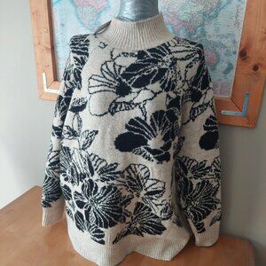 Liz Claiborne Plus Size Mock Neck Acrylic Blend Floral Sweater Women's Size 1X